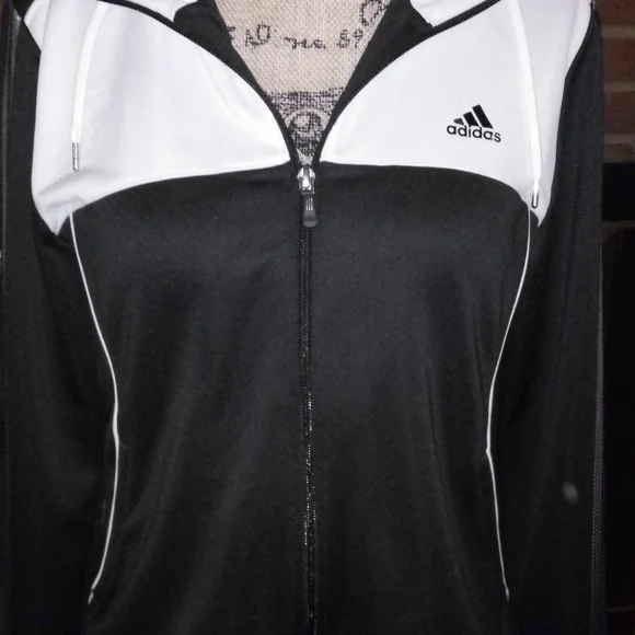 Adidas Women's Black and White Track Jacket - Picture 3 of 8